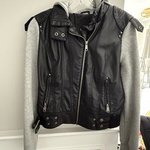 Last Kiss Black and Gray Leather Jacket